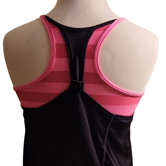 🦚 HOT* Pink & Black Support Workout Top #035 - Picture 2 of 4